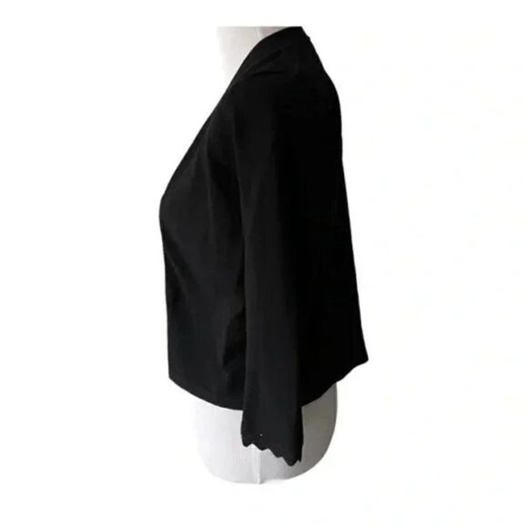 Ann Taylor Open Front Black Cardigan with Scalloped Cuffs size S - Picture 3 of 7